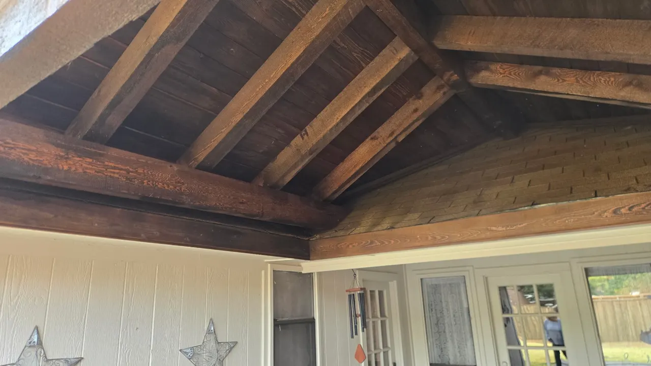 Installed a Composite deck- Color Black Walnut. Cedar gable style patio cover stain color Walnut. — Sachse