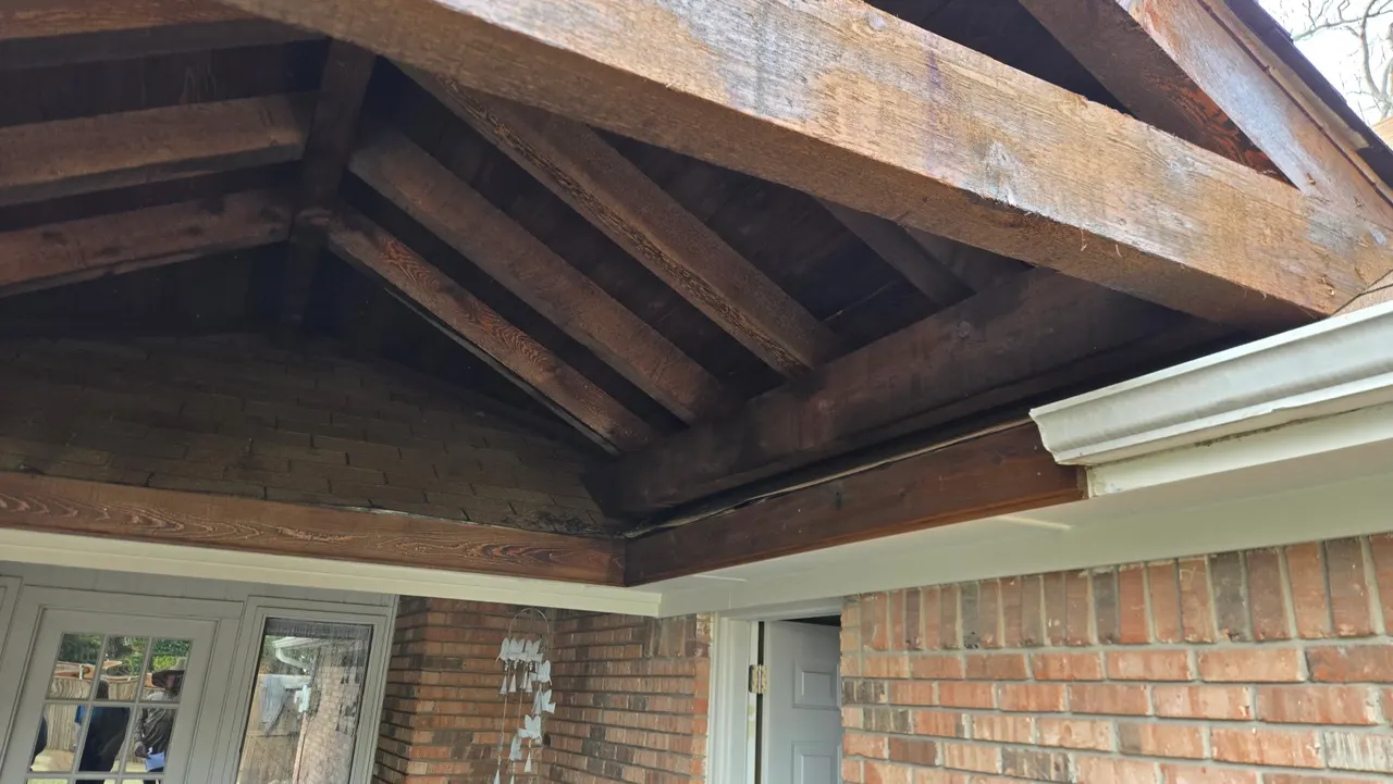 Installed a Composite deck- Color Black Walnut. Cedar gable style patio cover stain color Walnut. — Sachse