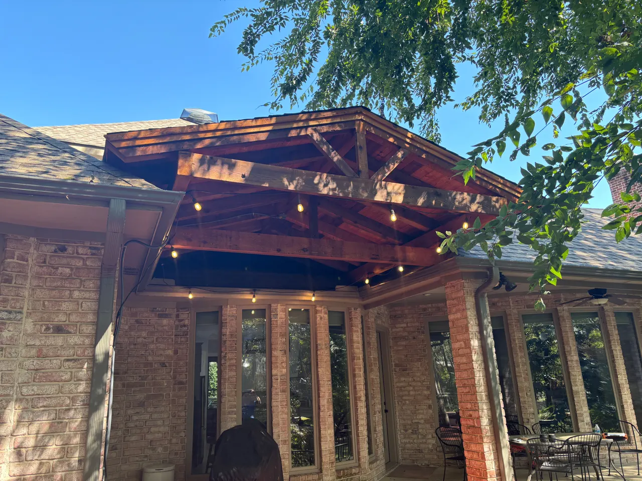 Western red cedar Gable style patio cover — Addison
