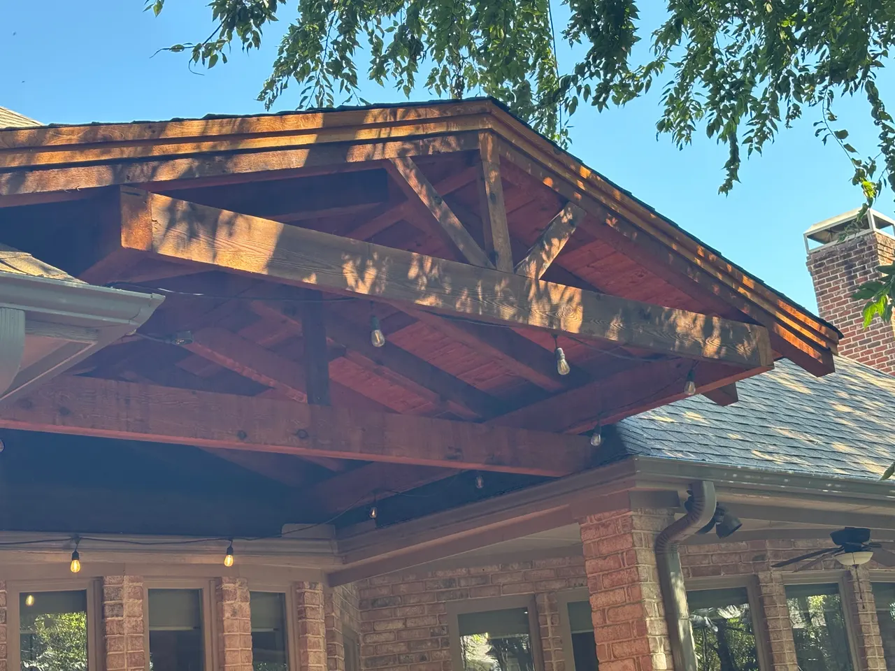 Western red cedar Gable style patio cover — Addison